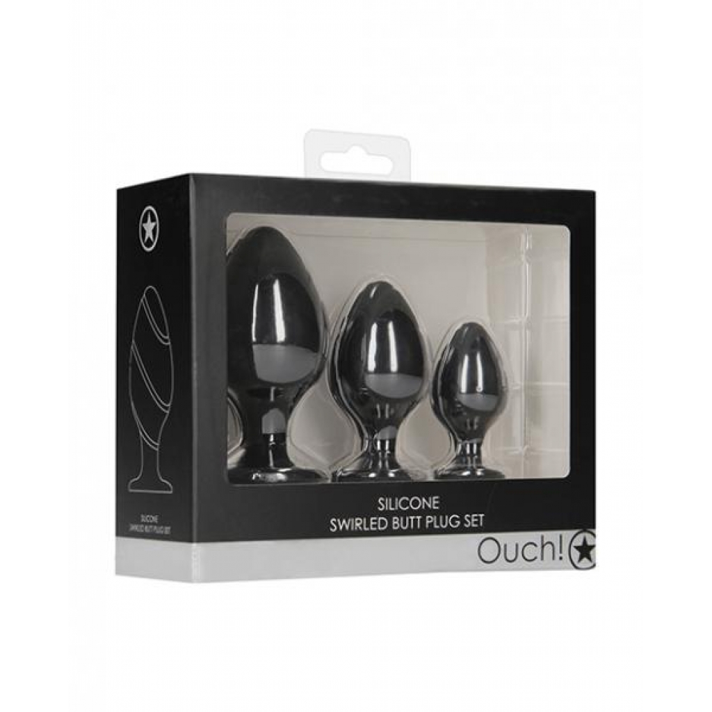 Shots Ouch Swirled Butt Plug Set - Black