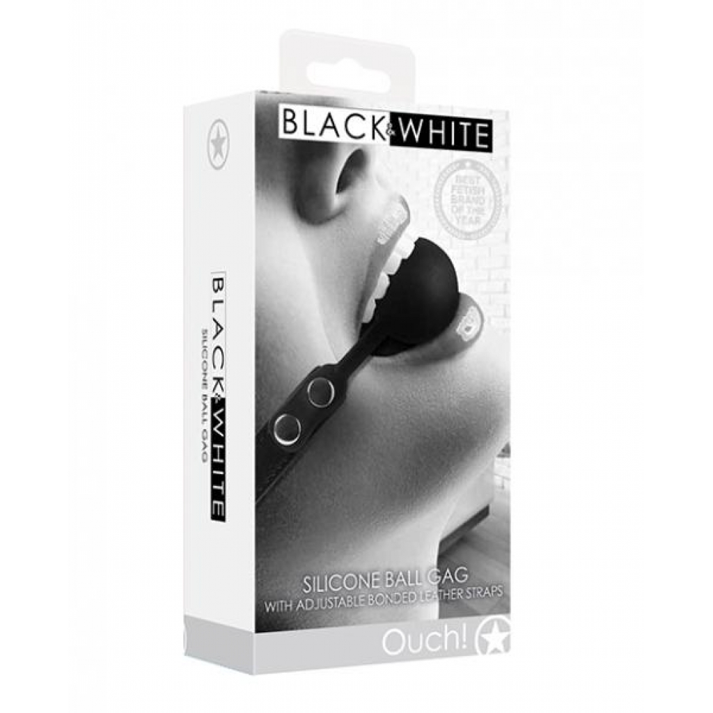 Shots Ouch Black & White Silicone Ball Gag - Black