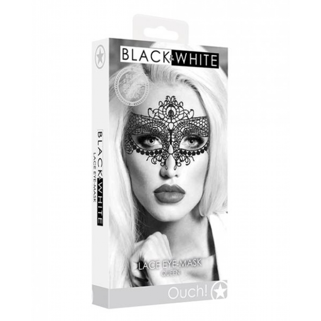 Shots Ouch Black & White Lace Eye Mask - Queen Black