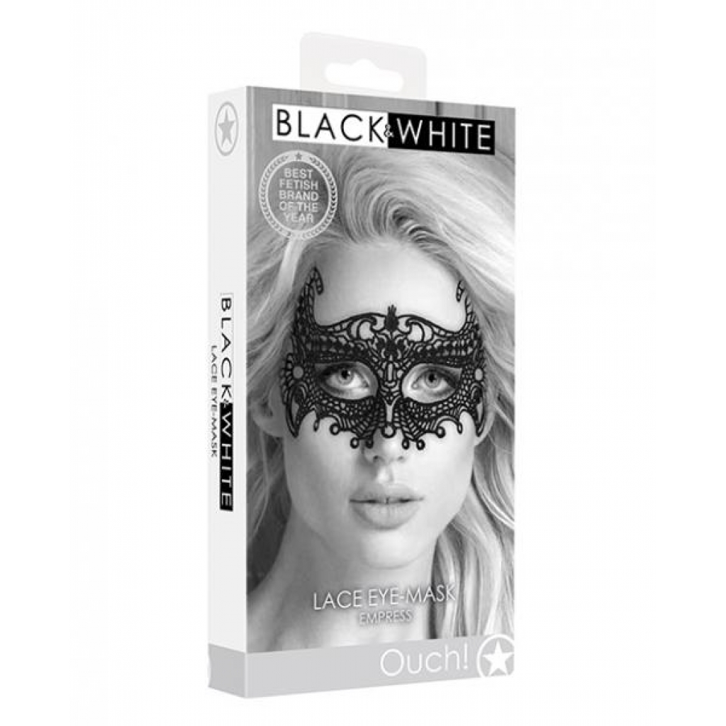 Shots Ouch Black & White Lace Eye Mask - Empress Black