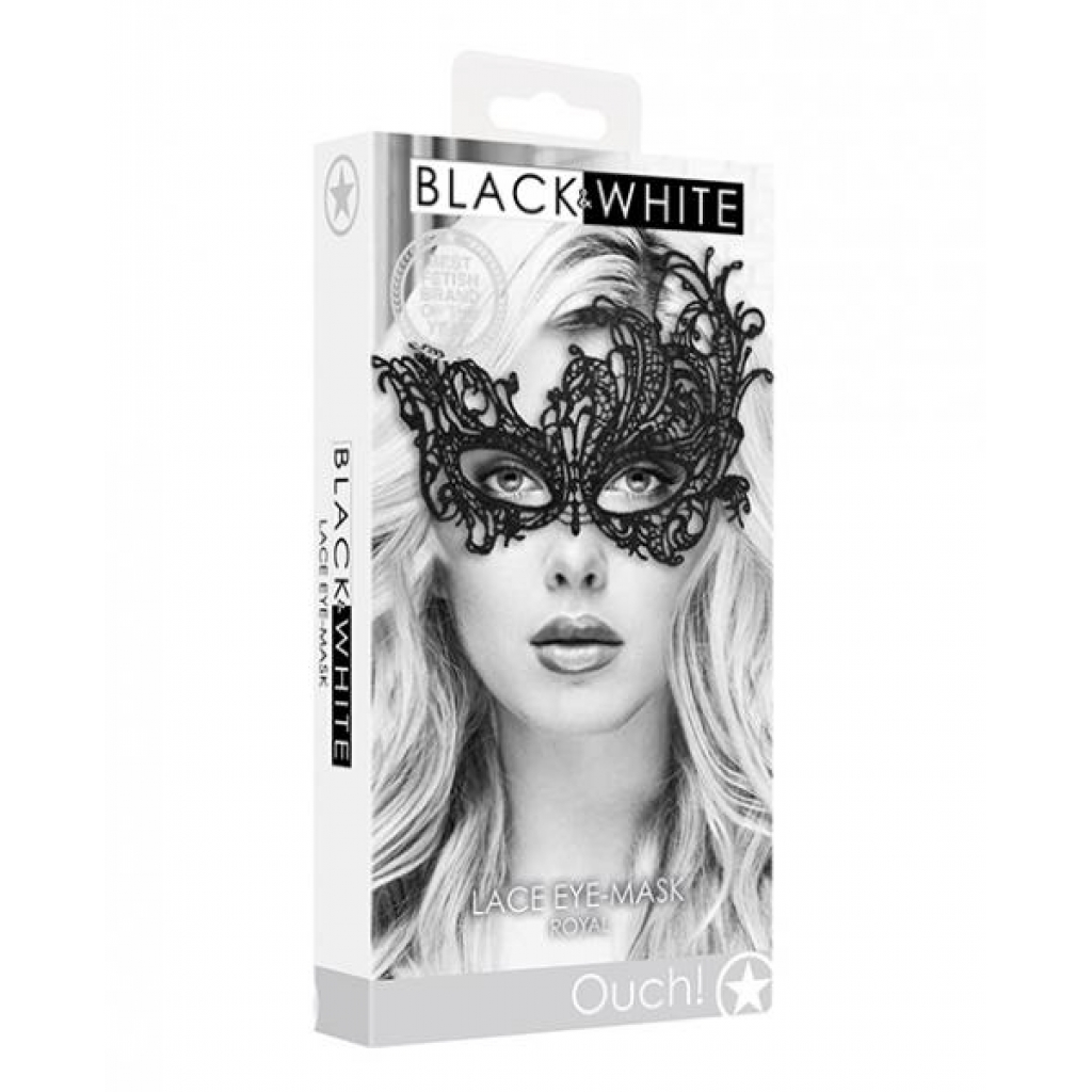 Shots Ouch Black & White Lace Eye Mask - Sensual Mystery