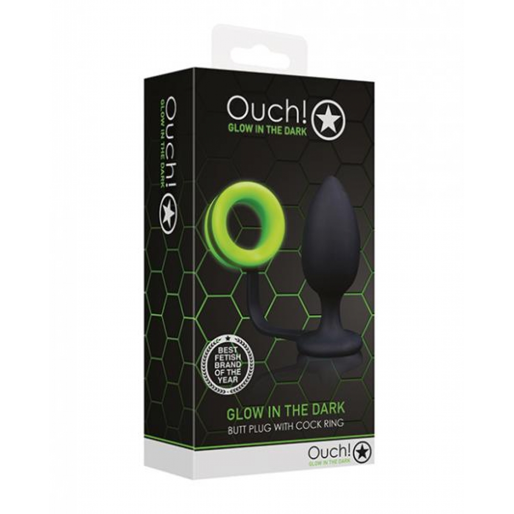 Shots Ouch Butt Plug with Cock Ring - Glow In The Dark