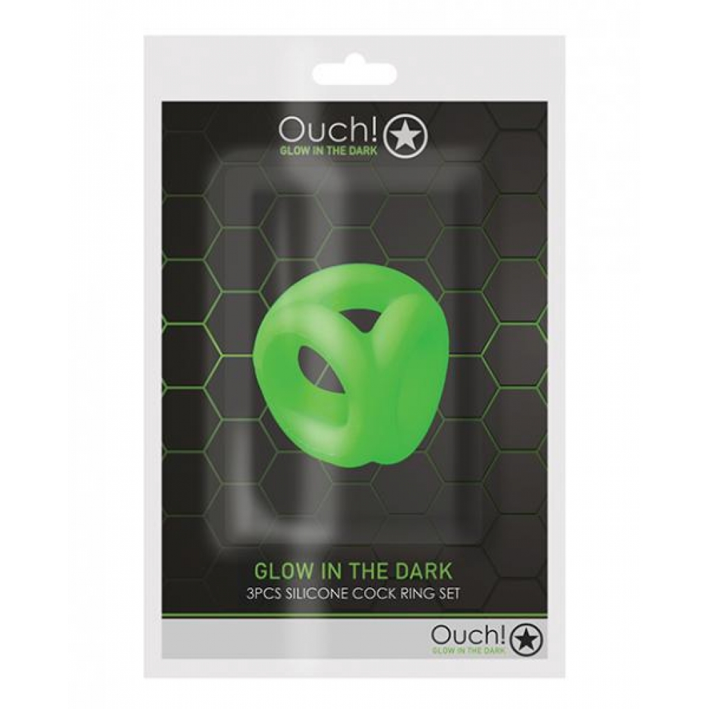 Shots Ouch Cock Ring & Ball Strap - Glow In The Dark