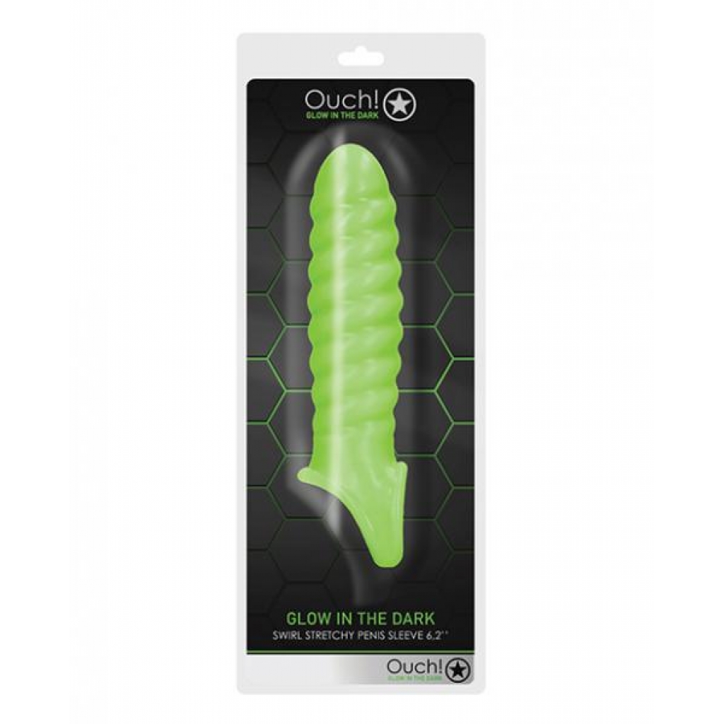 Shots Ouch Swirl Stretchy Penis Sleeve - Glow In The Dark