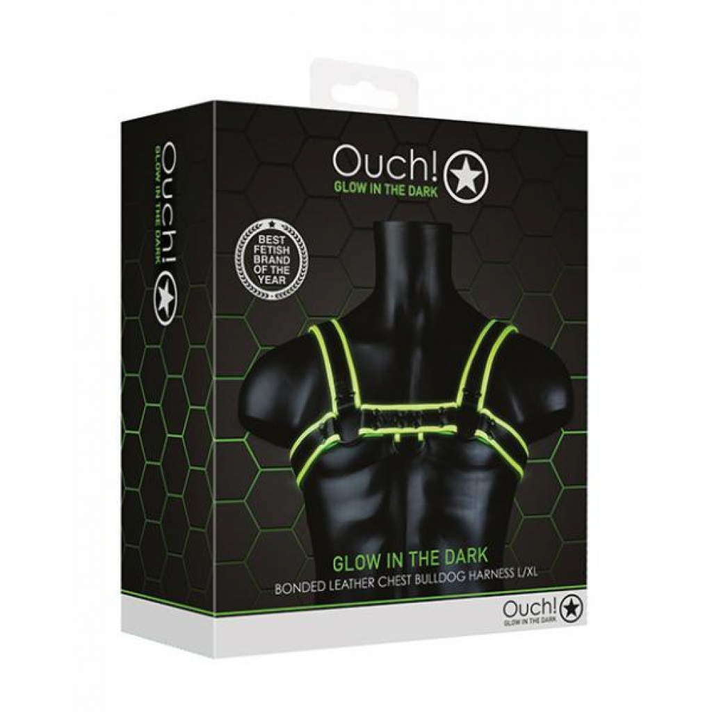 Shots Ouch Glow in the Dark Chest Bulldog Harness - L/XL