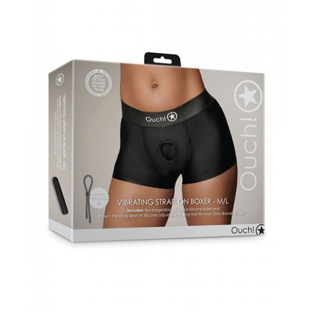 Shots Ouch Vibrating Strap-On Boxer - Black