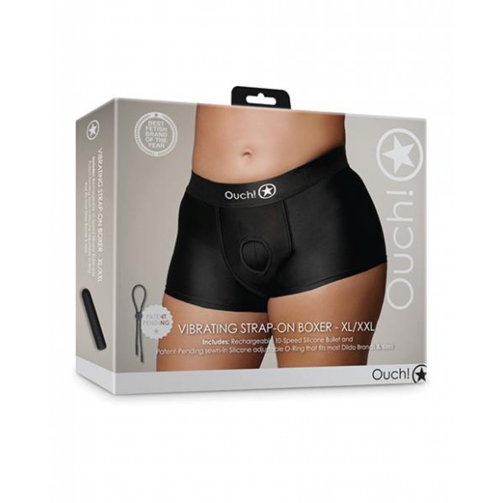 Shots Ouch Vibrating Strap On Boxer - Black XL/XXL