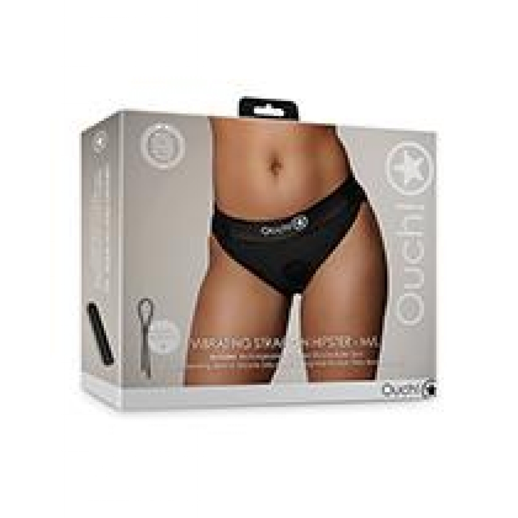 Shots Ouch Vibrating Strap-On Hipster in Black