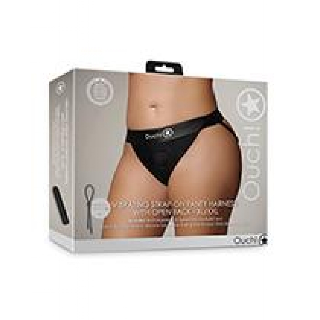 Vibrating Strap-On Panty Harness with Open Back - Black XL/XXL