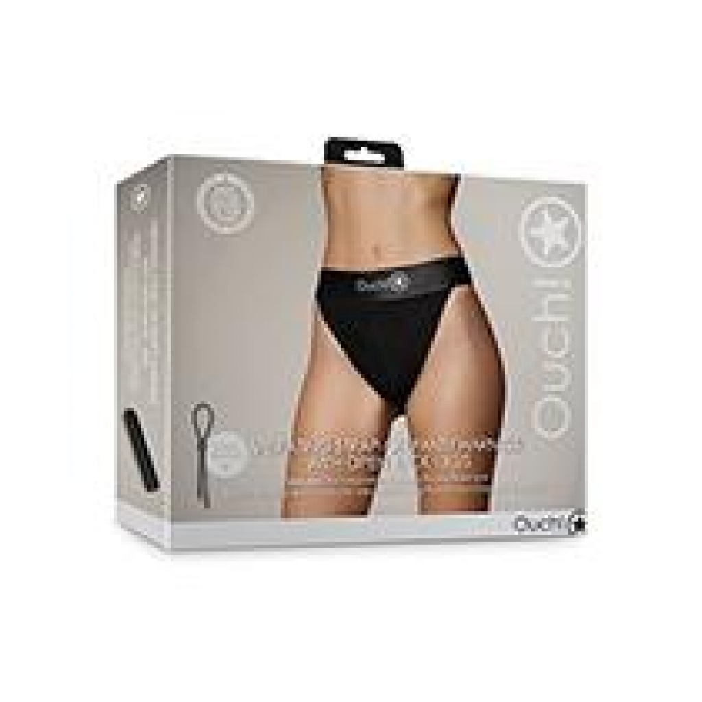 Shots Ouch Vibrating Strap On Panty Harness - Black (XS/S)