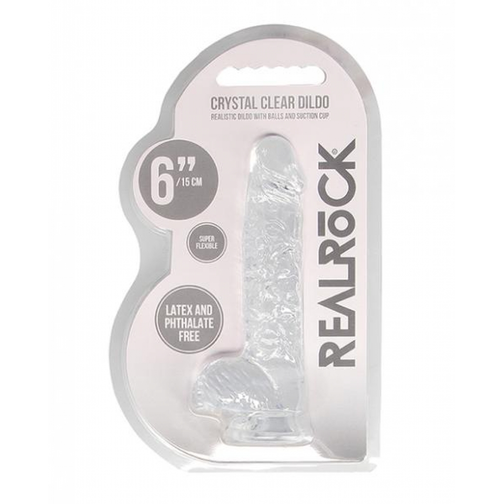 Shots Realrock Realistic Crystal Clear Dildo with Balls - 6 Inches