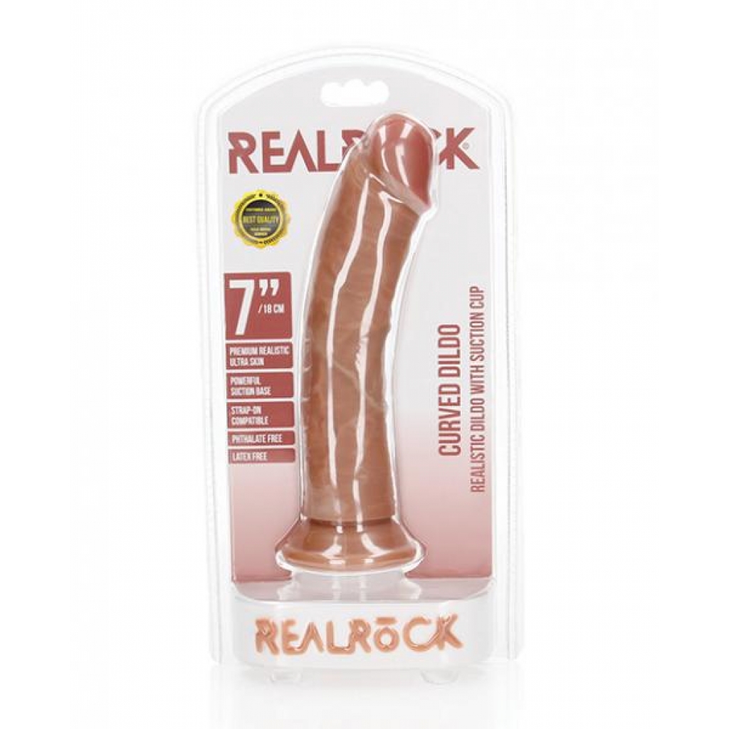 7-Inch Realistic Curved Dildo - Tan