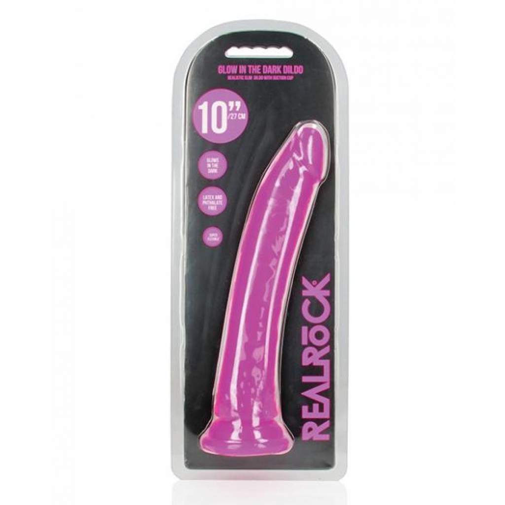 Shots Realrock 10-Inch Slim Dildo - Glow-In-The-Dark Neon Purple