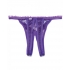 Scalloped Embroidery Crotchless Panty - Purple O/S