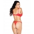 Scalloped Embroidery Shelf Bra with Adjustable Straps - Red 38