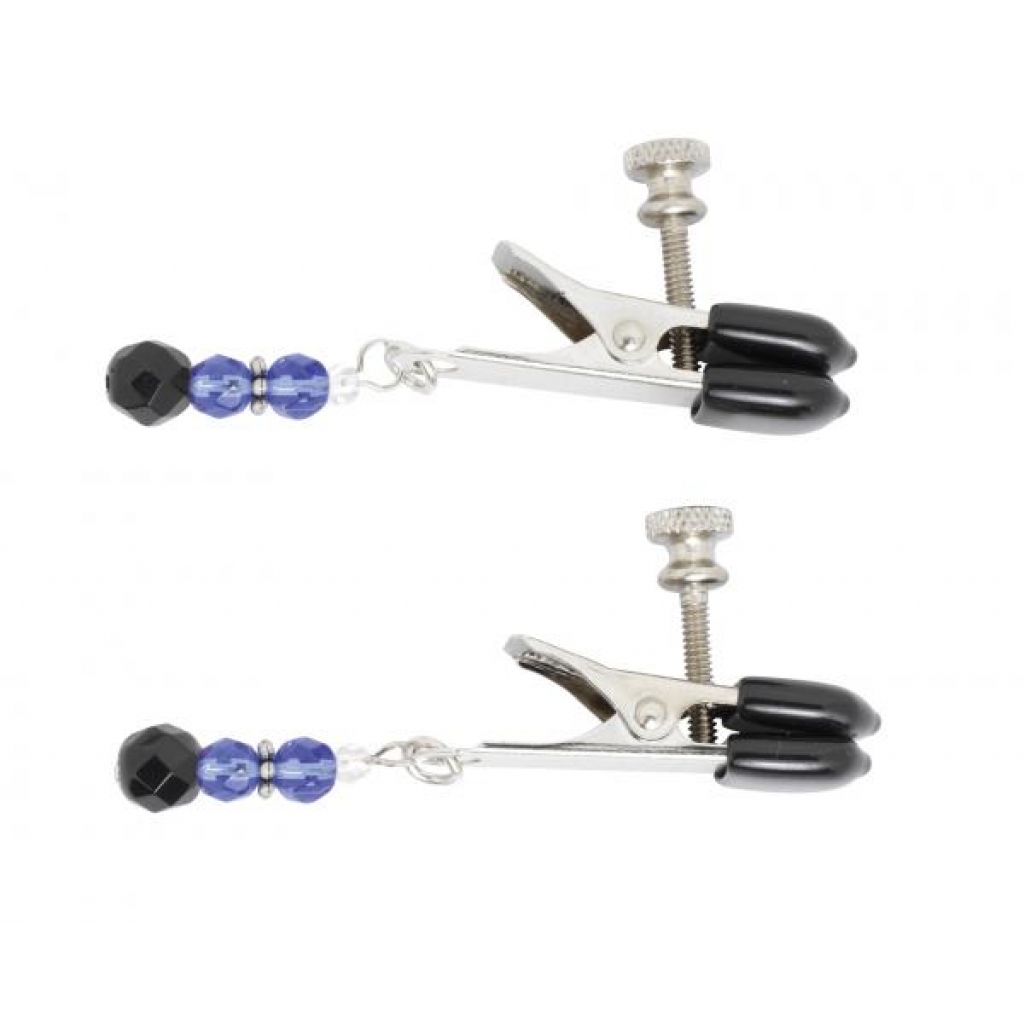 Blue Beaded Nipple Clamps with Broad Tip