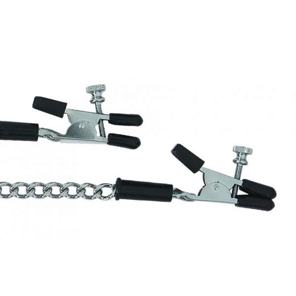 Adjustable Alligator Nipple Clamps with Link Chain - Silver