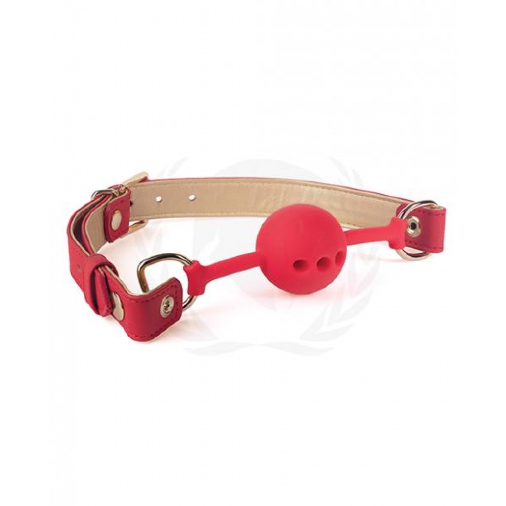 Spartacus Silicone Ball Gag with Red Gold PU Straps - 46mm