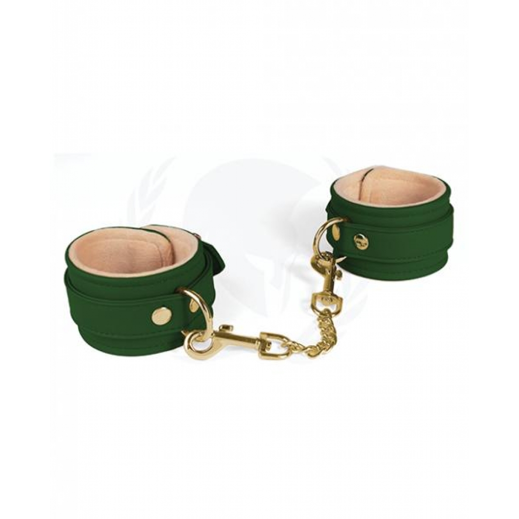 Spartacus PU Wrist Cuffs with Plush Lining - Green