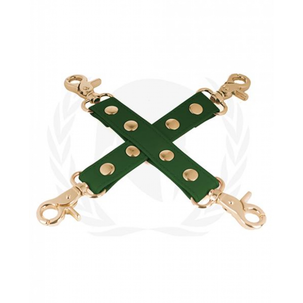 Spartacus PU Hog Tie with Gold Hardware – Green