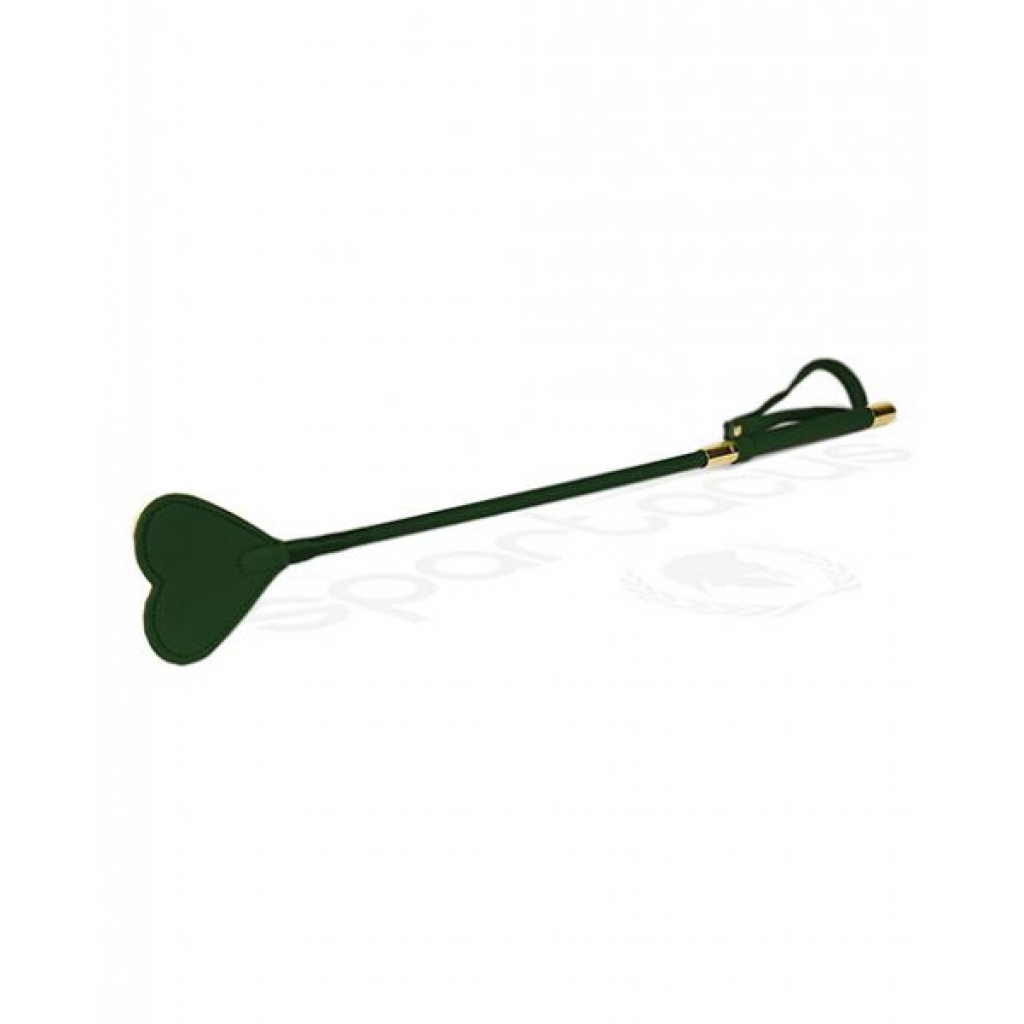 Spartacus PU Riding Crop W/ Plush Heart Shape Tip - Green