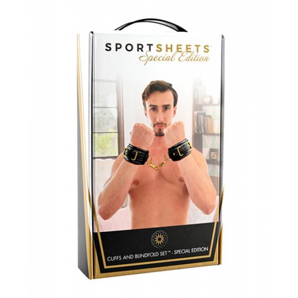 Sportsheets Cuffs & Blindfold Set - Luxurious Restraint