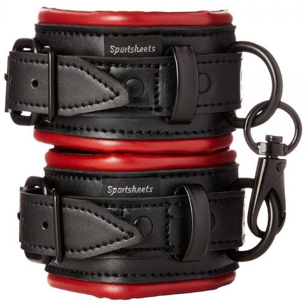 Sportsheets Saffron Handcuffs - Black and Red