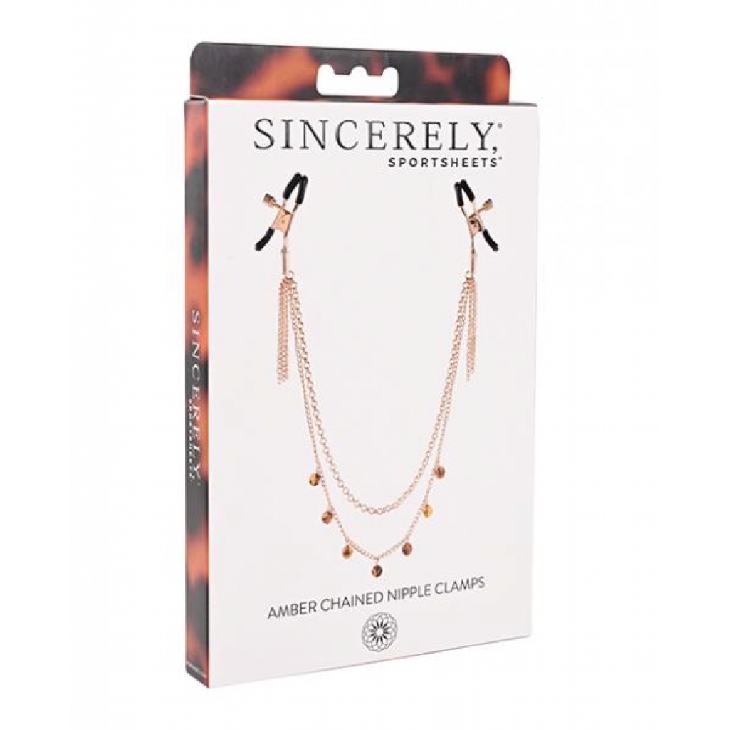 Sincerely Amber Chained Nipple Clamps - Elegant Design