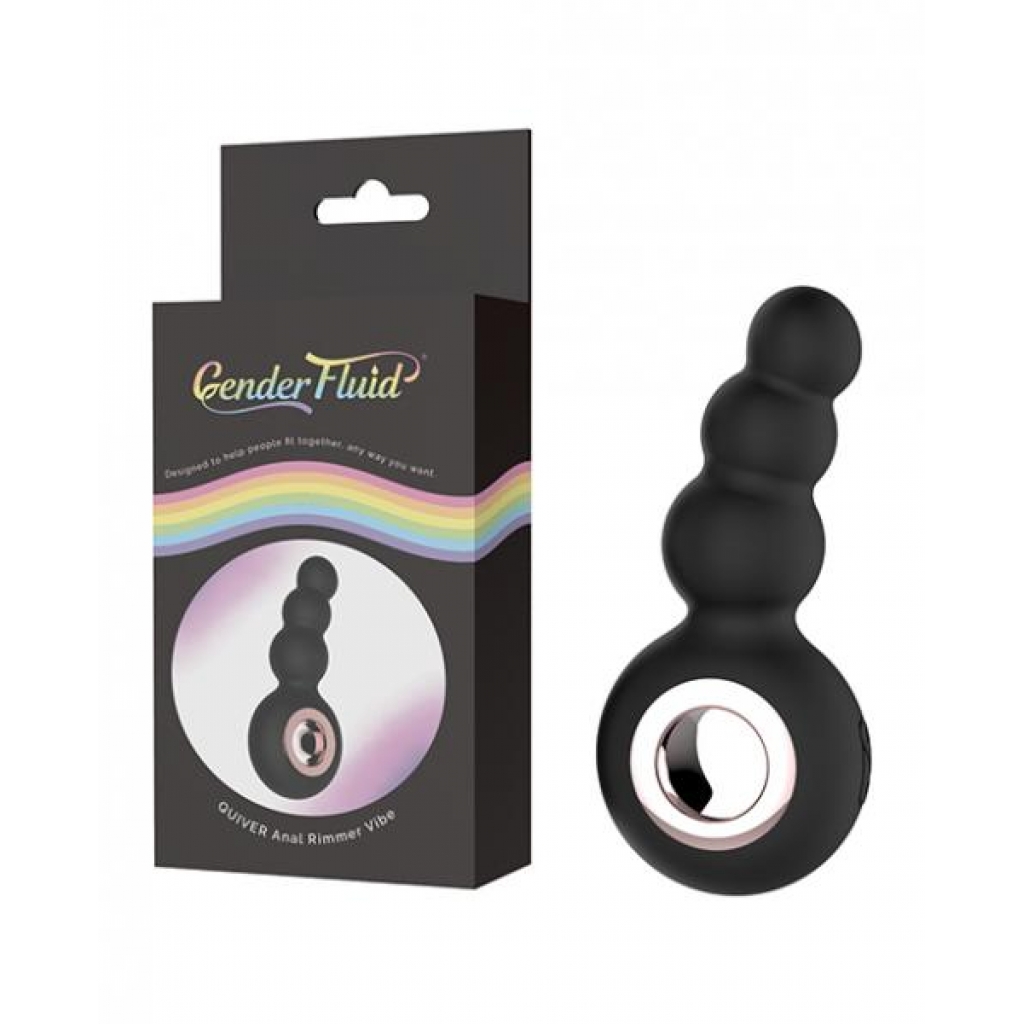 Gender Fluid Quiver Anal Ring Bead Vibe - Black - Versatile Intimacy