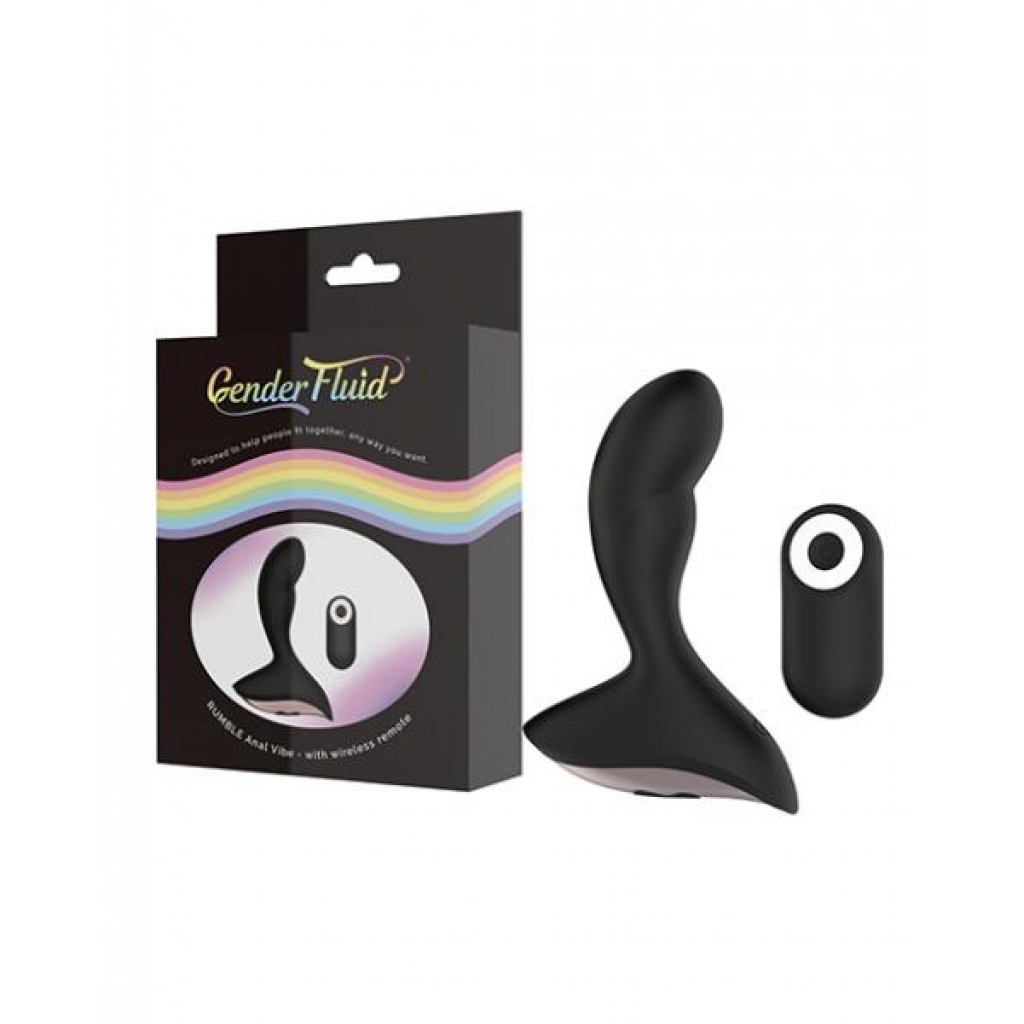 Gender Fluid Rumble Anal Vibe with Remote - Black