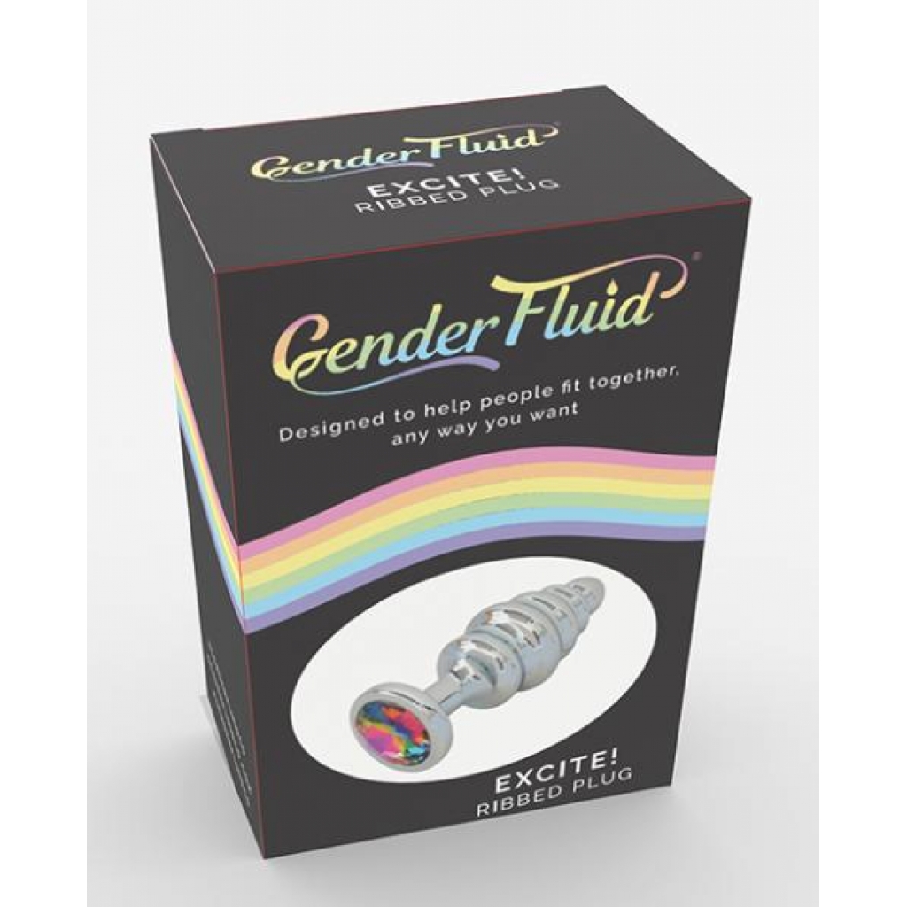 Gender Fluid Excite! Ribbed Plug - Silver: Unique Anal Pleasure