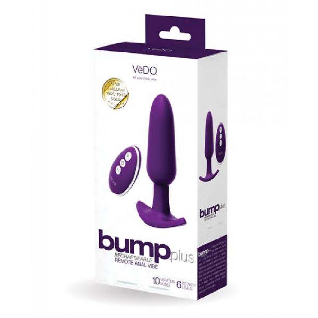 Vedo Bump Plus Rechargeable Remote Control Anal Vibe - Deep Purple