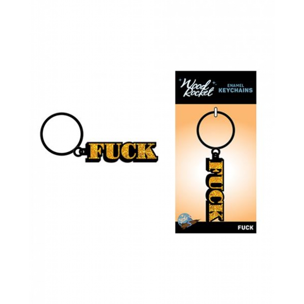 Wood Rocket Funny Fuck Keychain - Gold