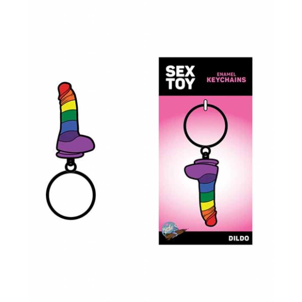 Wood Rocket Pride Dildo Keychain - Rainbow