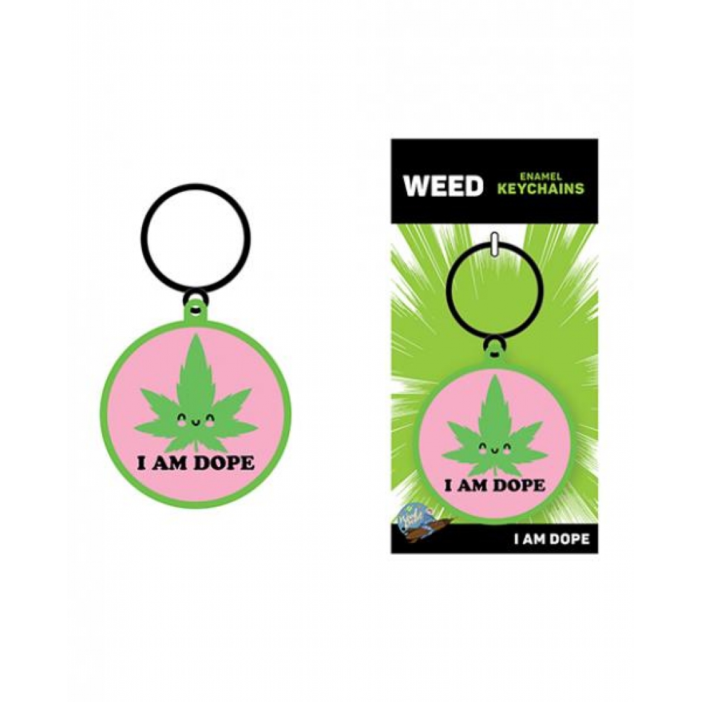 Wood Rocket I Am Dope Keychain - Pink/Green