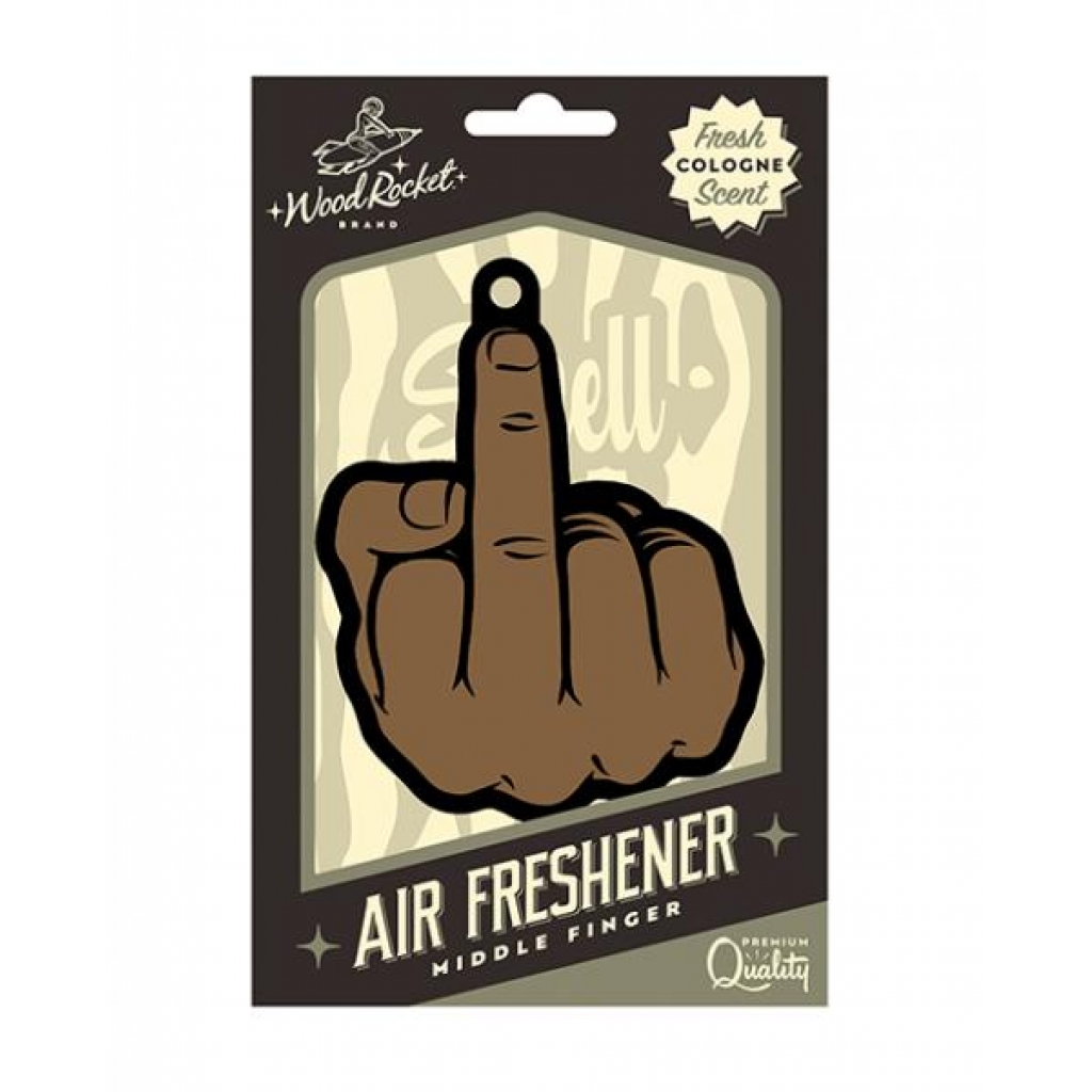 Wood Rocket Middle Finger Brown Air Freshener - Cologne