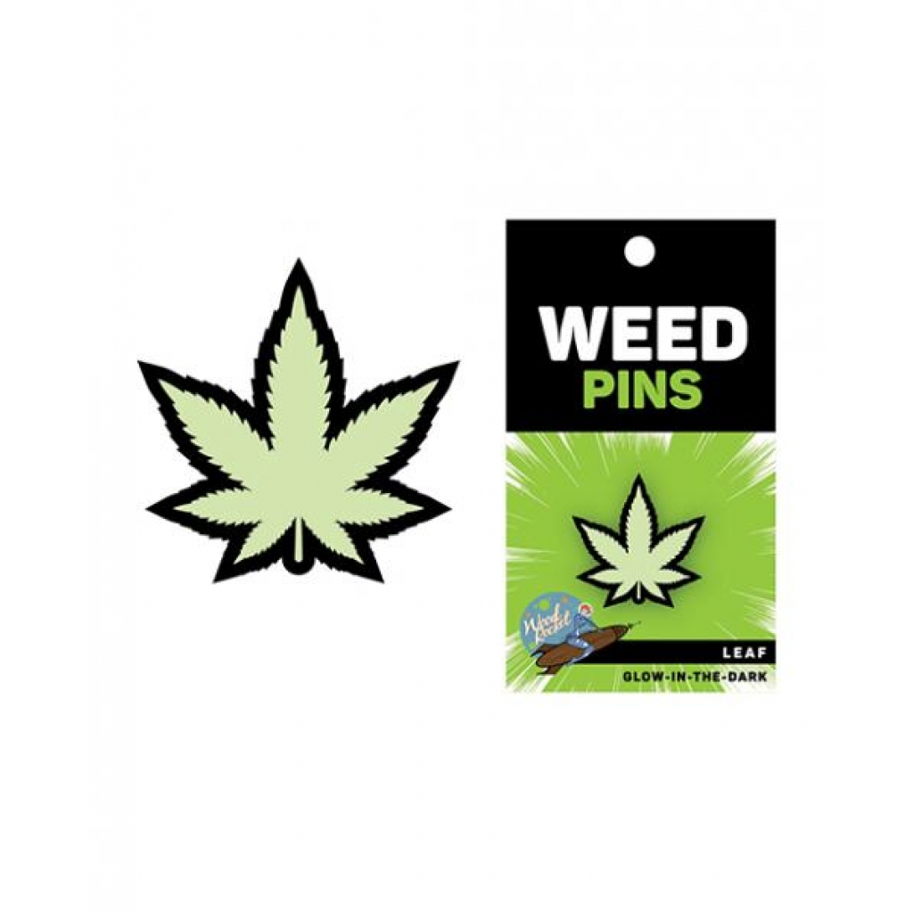 Wood Rocket Weed Pot Leaf Pin - Glow In The Dark