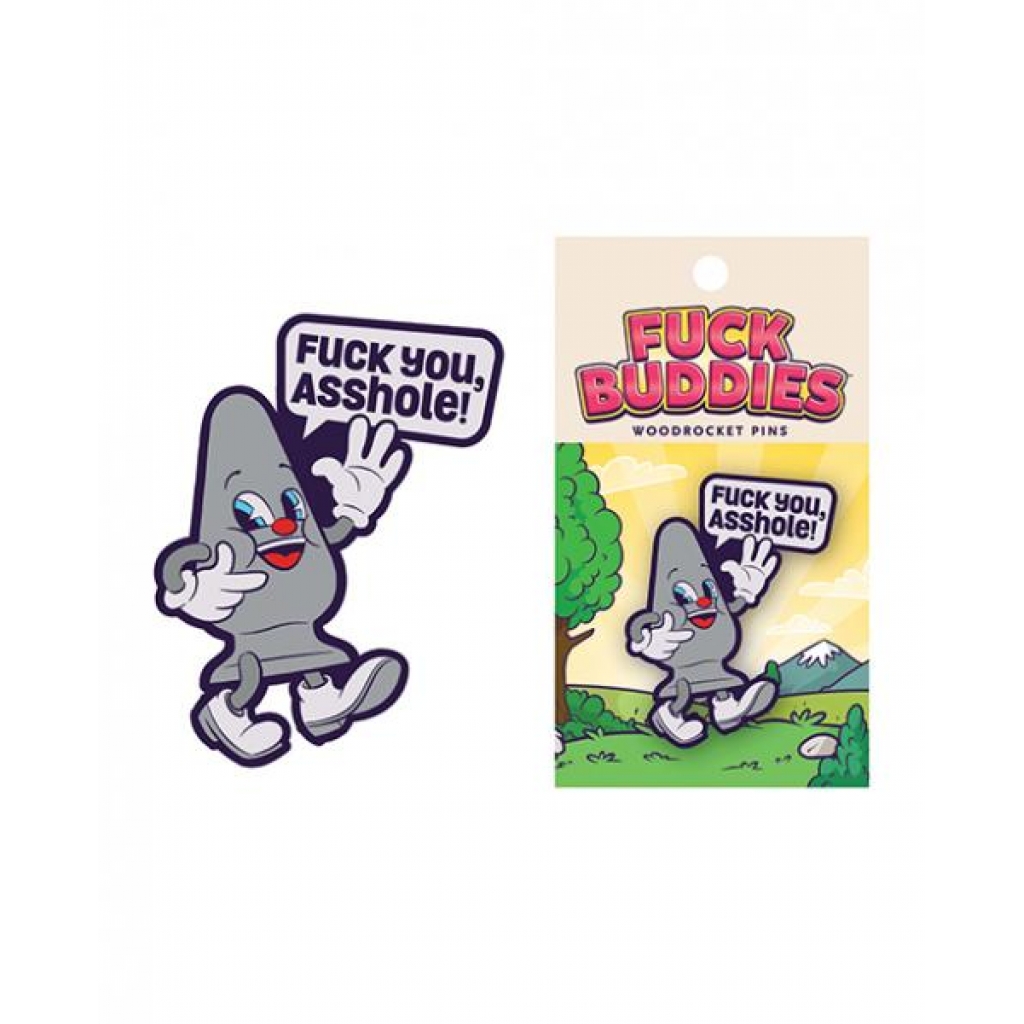 Wood Rocket Fuck Buddies Pin - Grey