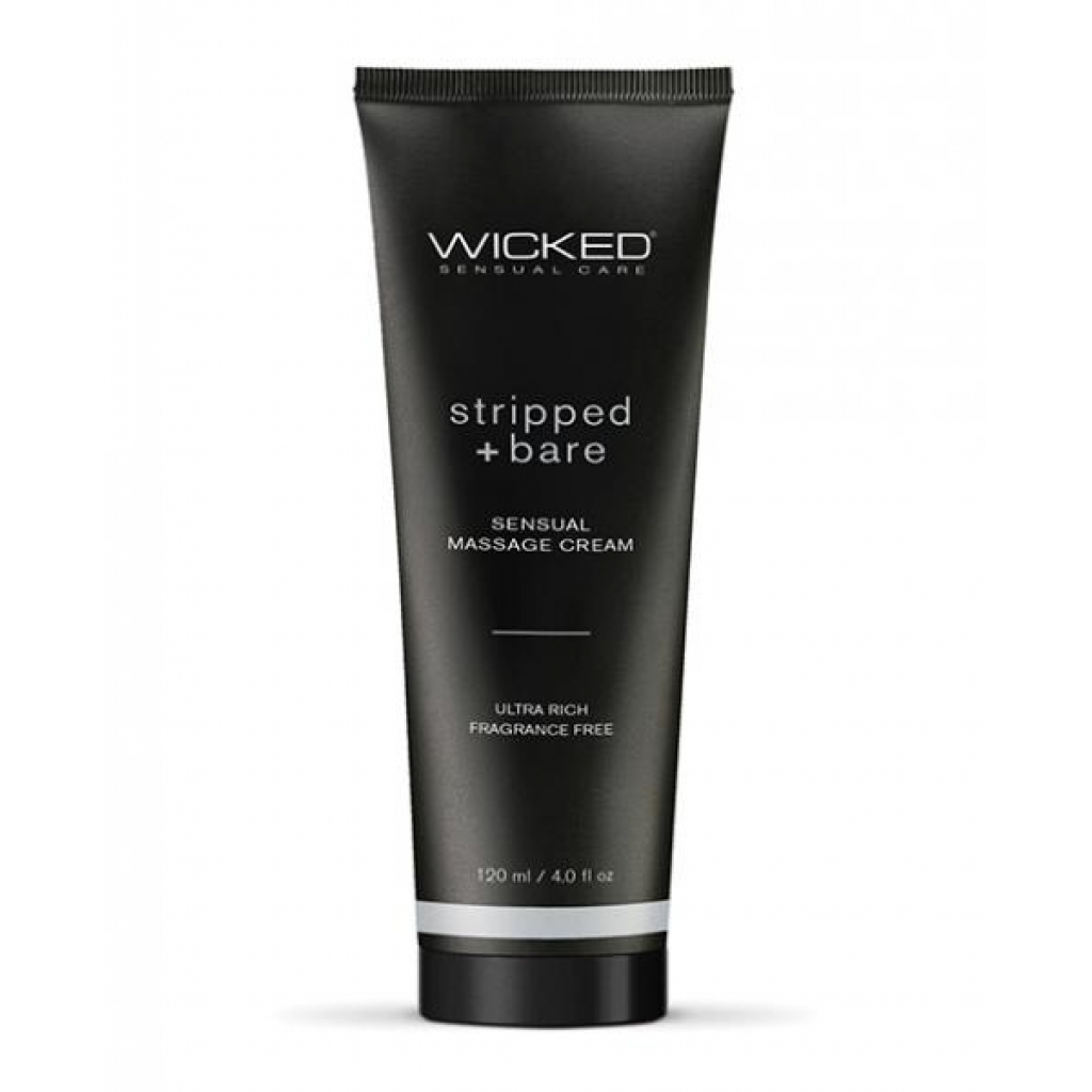 Wicked Sensual Care Stripped & Bare Unscented Massage Cream - 4 Oz.