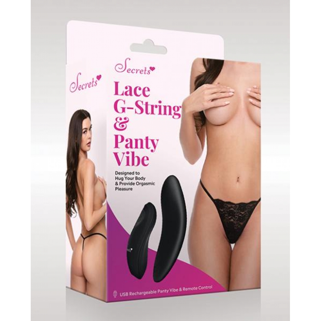 Secrets Lace G-string & Panty Vibe - Black O/s