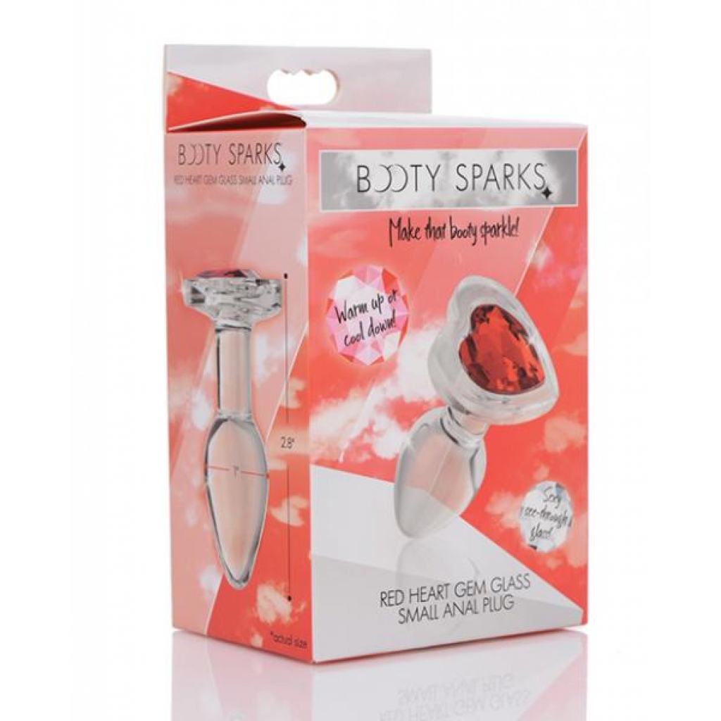 Booty Sparks Red Heart Gem Glass Anal Plug - Small