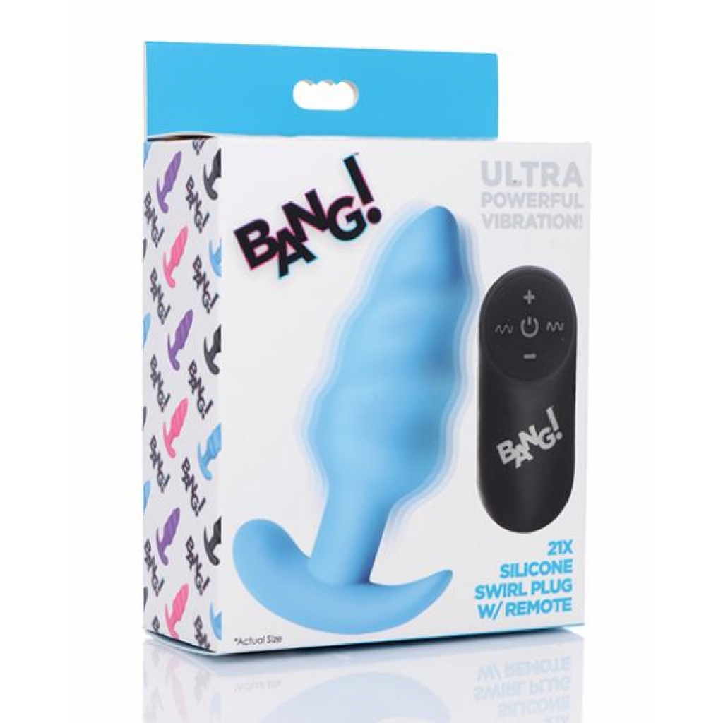 Bang! Vibrating Butt Plug with Remote Control: Blue Bliss