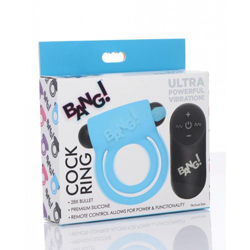 Bang! Vibrating Cock Ring & Bullet with Remote Control - Blue