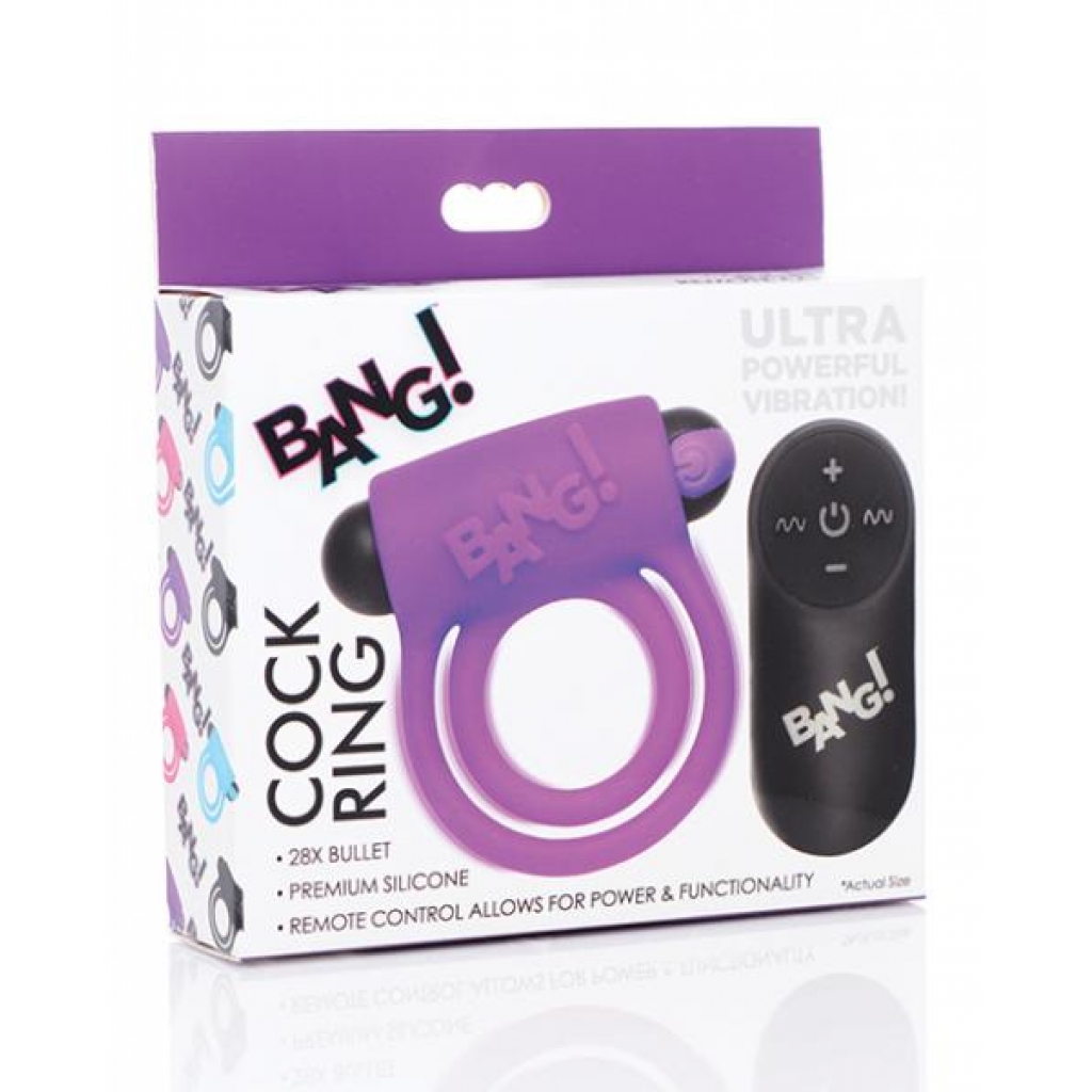 Bang! Vibrating Cock Ring & Bullet with Remote Control - Purple