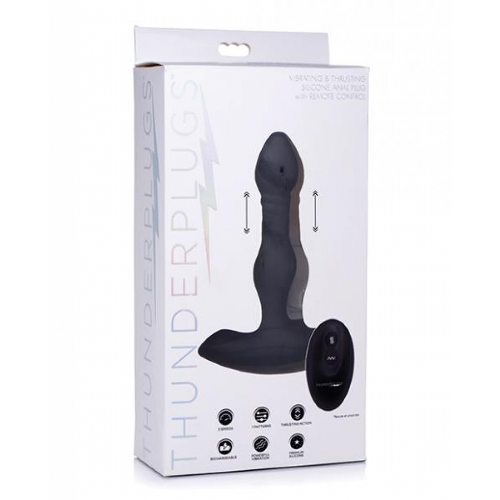 Thunderplugs Silicone Vibrating & Thrusting Plug with Remote - Exquisite Pleasure