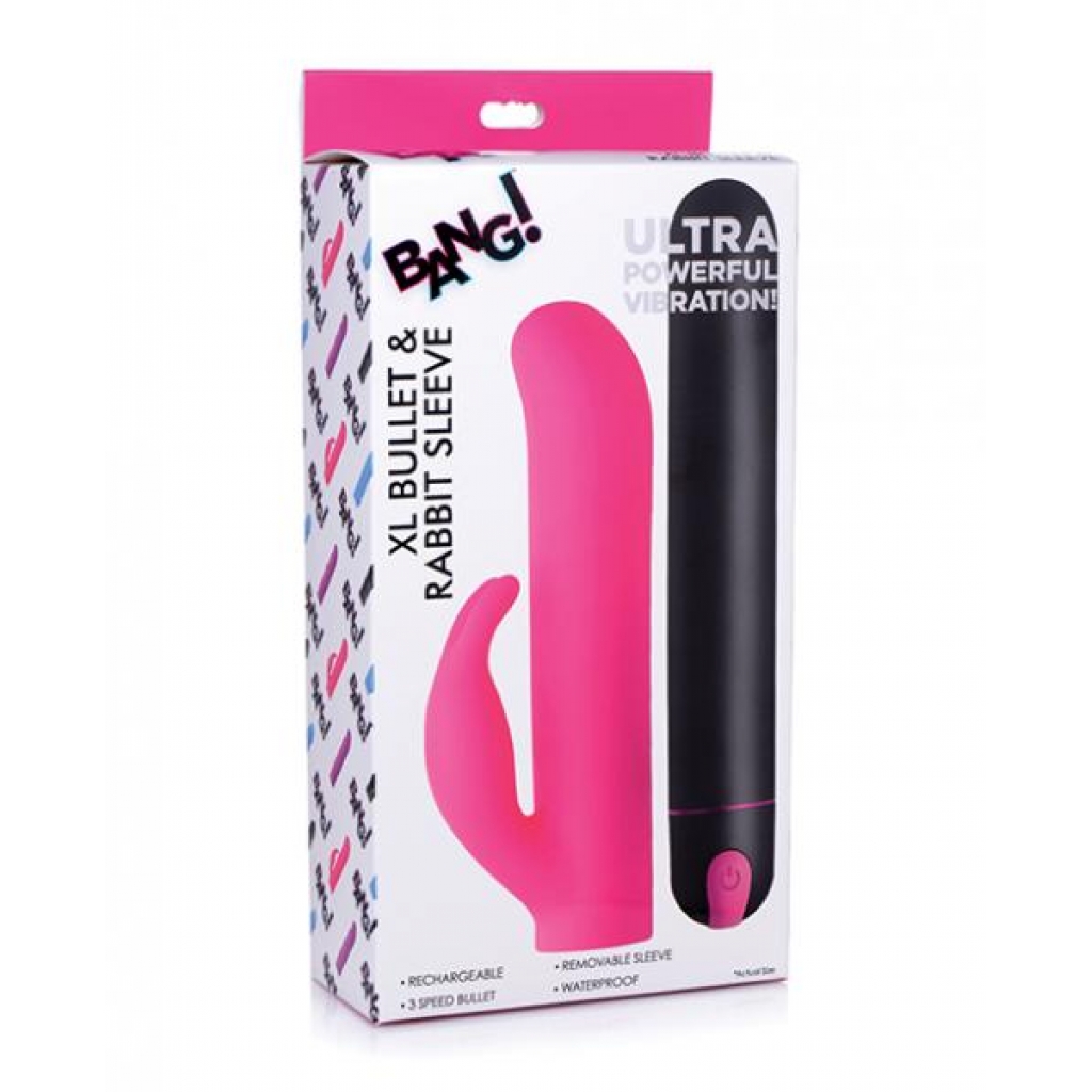 Sensational Bang! XL Bullet & Rabbit Silicone Sleeve - Pink