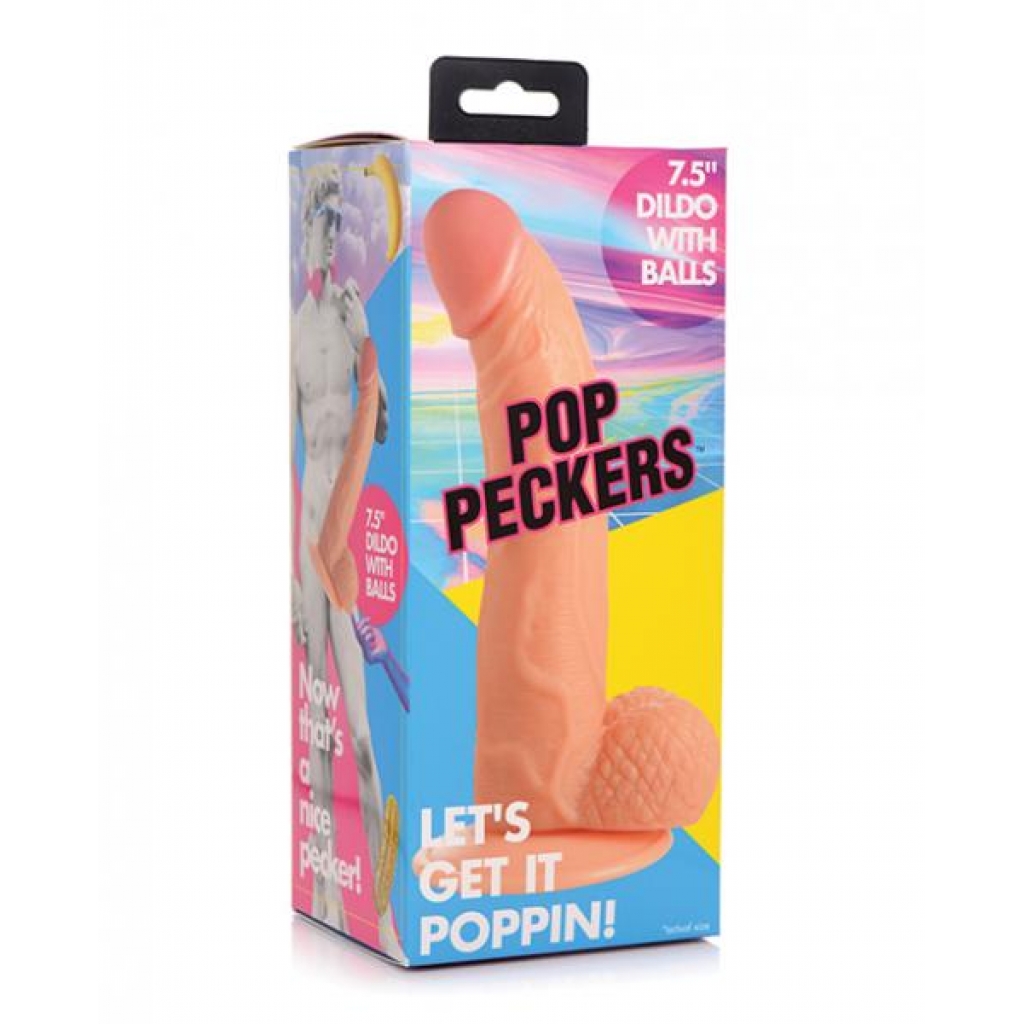 7.5-Inch Poppin Peckers Dildo with Balls - Light