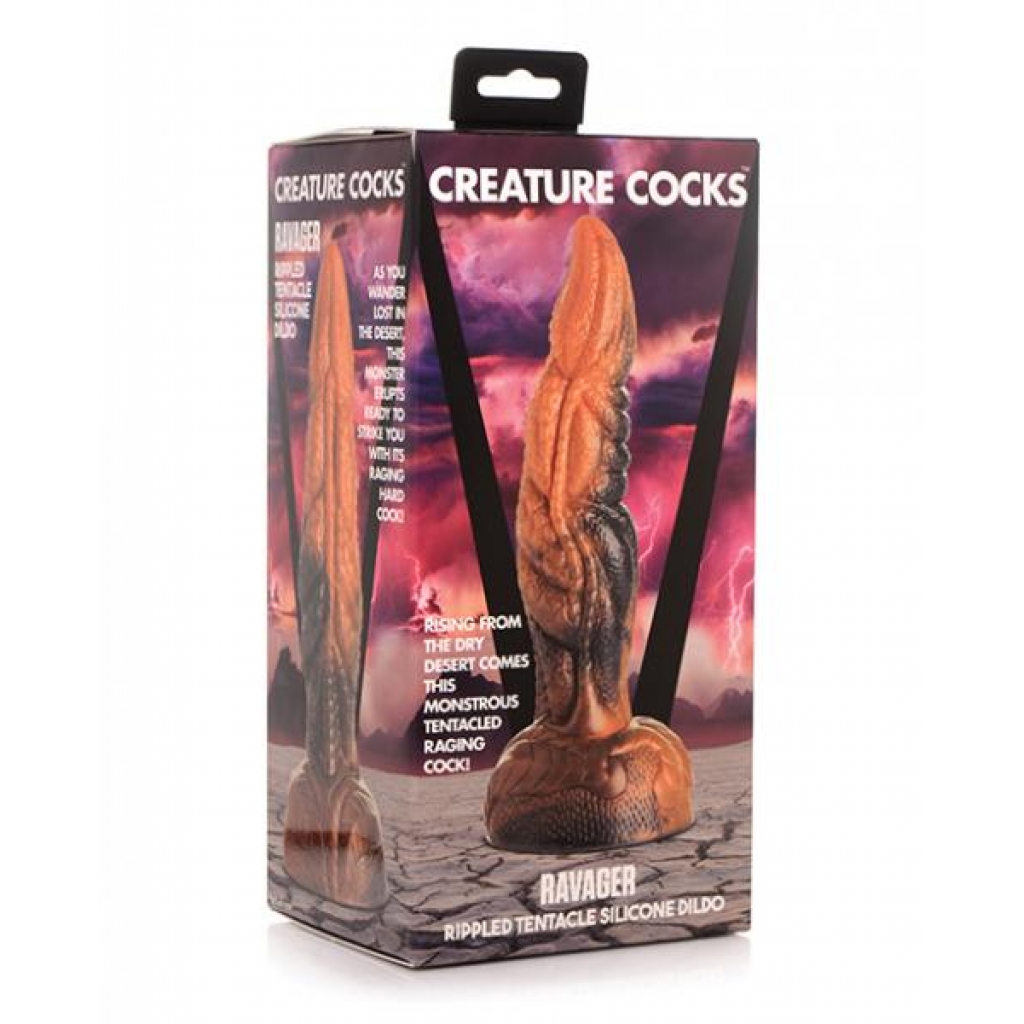 Creature Cocks Ravager Rippled Tentacle Dildo - Orange/Black