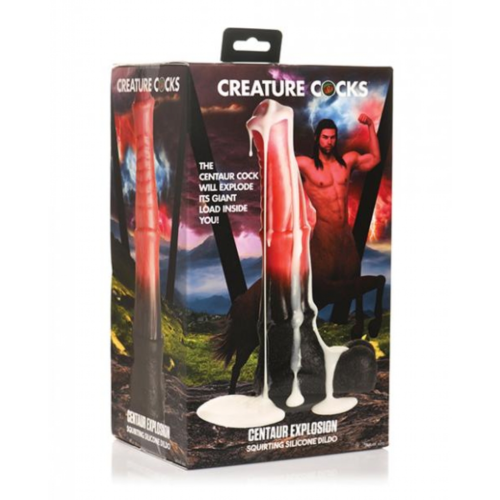 Creature Cocks Centaur Explosion Squirting Silicone Dildo - Black/Peach