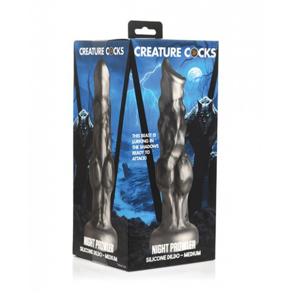 Creature Cocks Night Prowler Silicone Dildo - Medium - Black/Silver